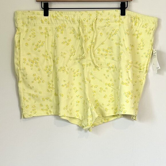 NWT Abound Organic Cotton Green Yellow Moxie Floral Pull On Shorts - 2X - Picture 2 of 5
